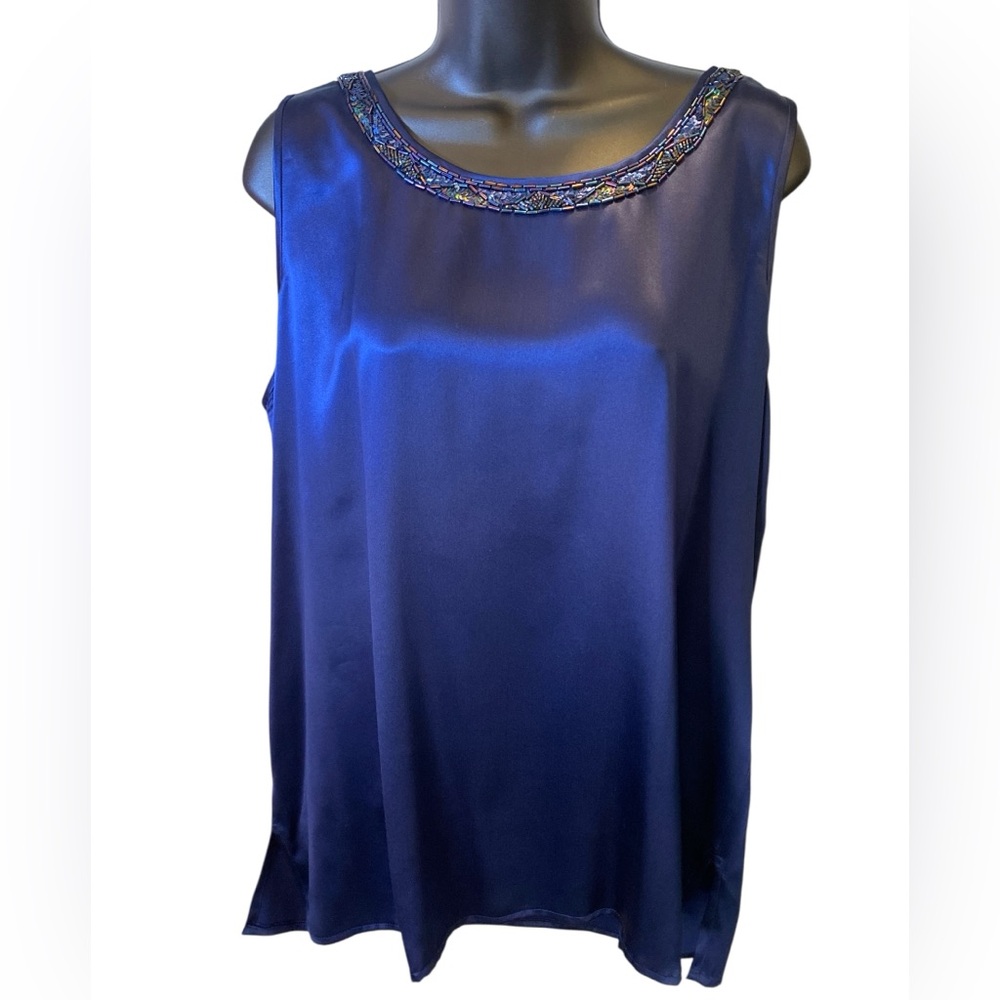 IB Diffusion 100% Silk Beaded Tank Top Size 14